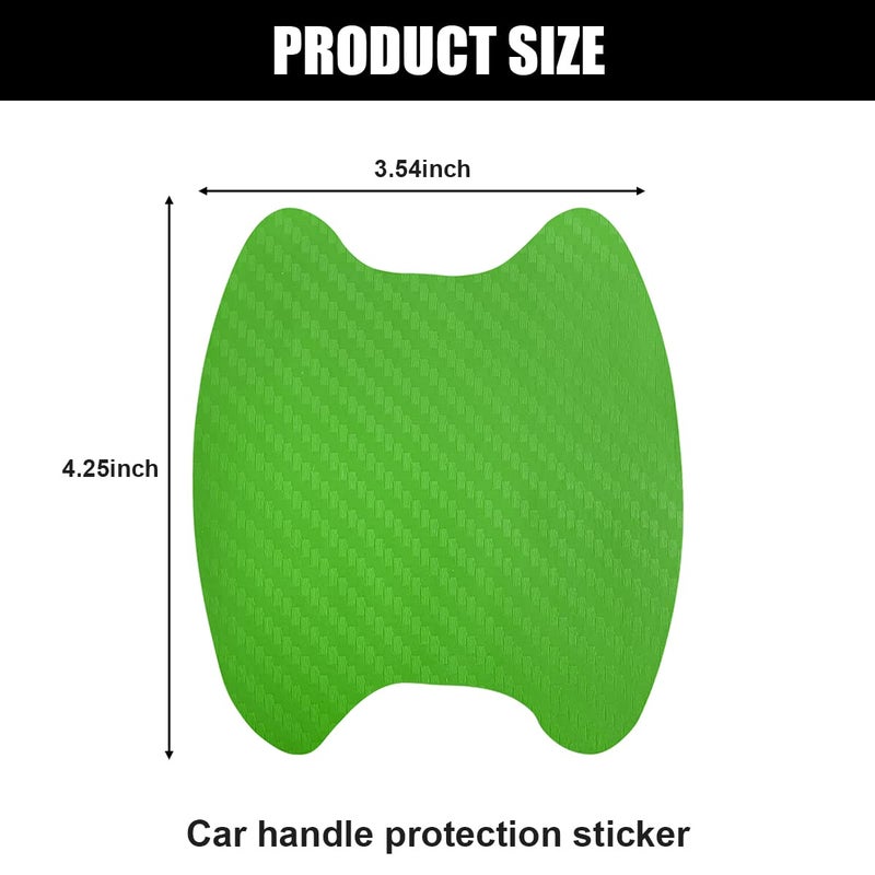 8sanlione 4PCS Car Handle Cup Stickers, Carbon Fiber Scratch Auto Door Protective Film, Non-Marking Car Bowl Protector, Universal Paint Cover Guard for Most Cars, SUV, Van (Green) - Image 2
